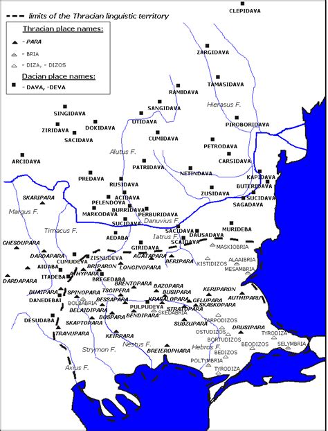 Map fo the Thracian language