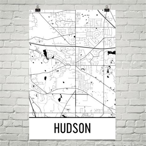 Hudson Ohio Map Hudson OH Art Hudson Print Hudson Poster