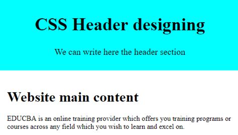 CSS Header Design | Examples to Implement of Header Design in CSS