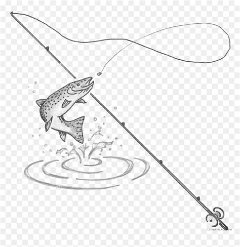 Fishing Pole With Fish Png Transparent Download Black - Draw Fishing Pole With Fish, Png ...