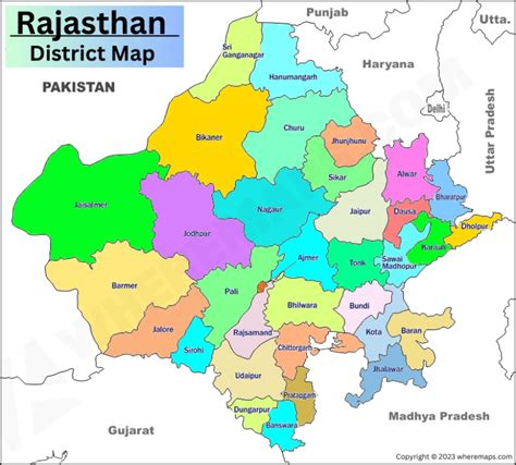 Rajasthan Map With District PDF 2023 Download