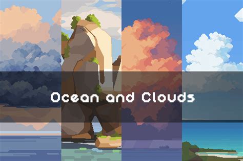 Ocean and Clouds Free Pixel Art Backgrounds on Behance