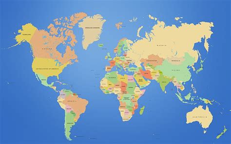 1360x768px | free download | HD wallpaper: world map, continents, no people, blue, physical ...