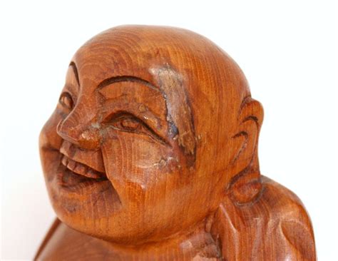Large Carved Wooden Laughing Buddha Statue 11 Tall | Etsy