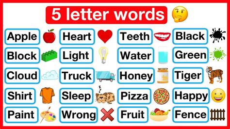 5 Letter Words List 🤔 | Phonics lesson | Reading Lesson | Learn with examples - YouTube