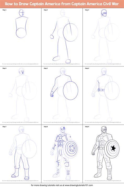 How to Draw Captain America from Captain America Civil War printable ...