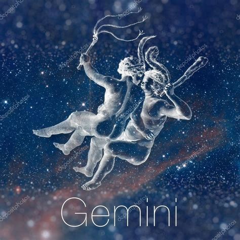 Astrological zodiac sign - Gemini. Vintage astrological drawing. Galaxy ...