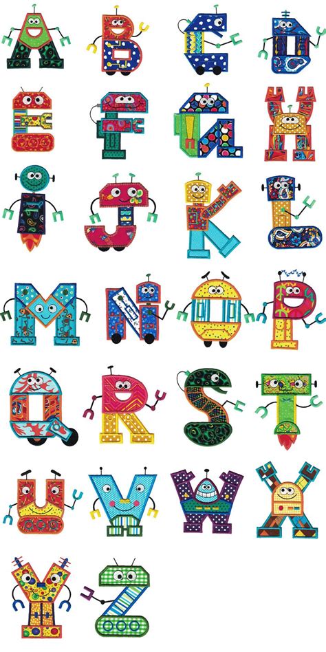 Robots Applique Alphabet | Hand lettering alphabet, Typography alphabet, Alphabet design