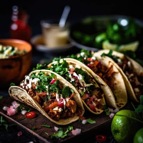 Premium AI Image | Mexican tacos with beef tomatoes and cheese