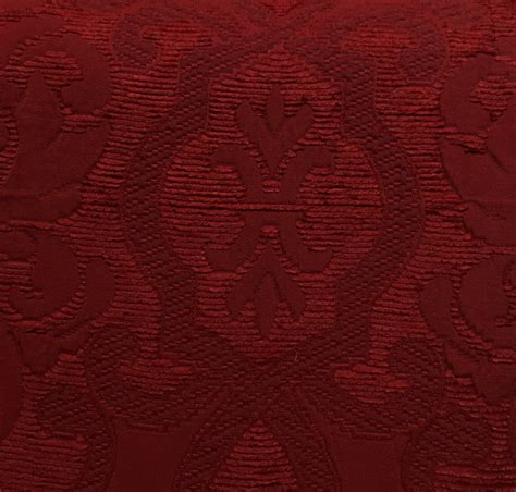 Red Damask Tone on Tone Upholstery Fabric by the Yard | Etsy