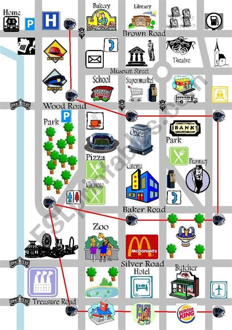 directions - map - ESL worksheet by sir.hc | Map, Worksheets ...