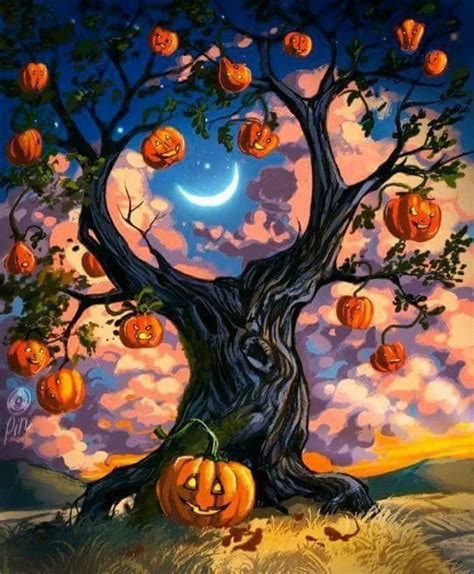 It's a Halloween tree! | Halloween artwork, Halloween painting ...