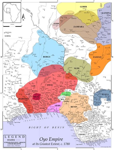 The Oyo Empire at its Greatest Extent and Surrounding States, c.1780 : r/History_Maps