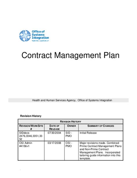 Contract Management Plan Template