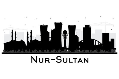 Nur-Sultan Kazakhstan City Skyline Silhouette.