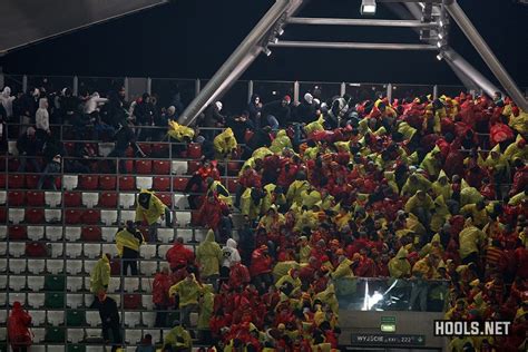 2 March 2014: Legia and Jagiellonia fans clash in stands during match ...