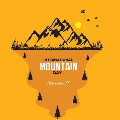 International Mountain Day. December 11. Suitable for greeting card, poster and banner. Vector ...