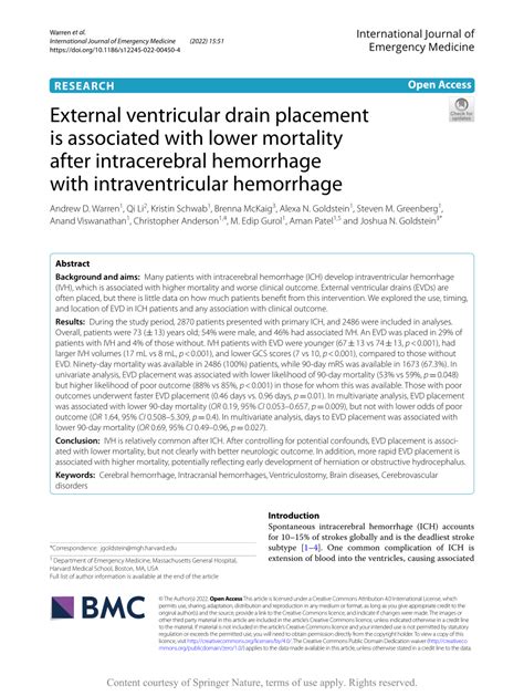 (PDF) External ventricular drain placement is associated with lower ...