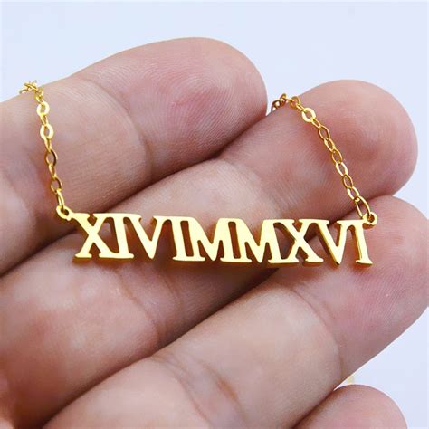 Roman Numerals Necklace Personalized Stainless Steel Custom Roman ...