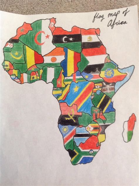 Hand-drawn Flag Map of Africa (borders drawn in ink) : r/vexillology