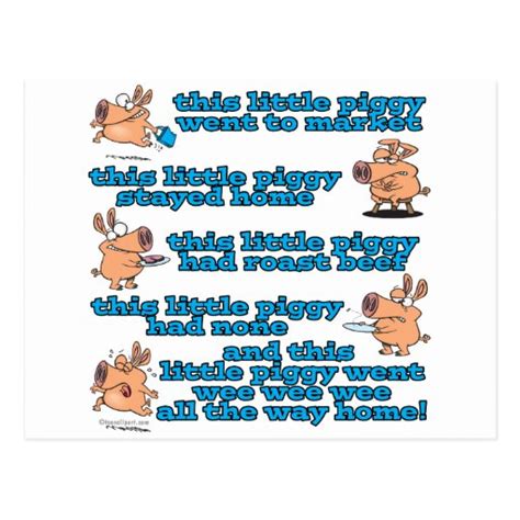 this little piggy nursery rhyme cartoon postcard | Zazzle