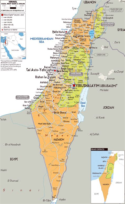 Large political and administrative map of Israel with roads, cities and airports | Israel | Asia ...