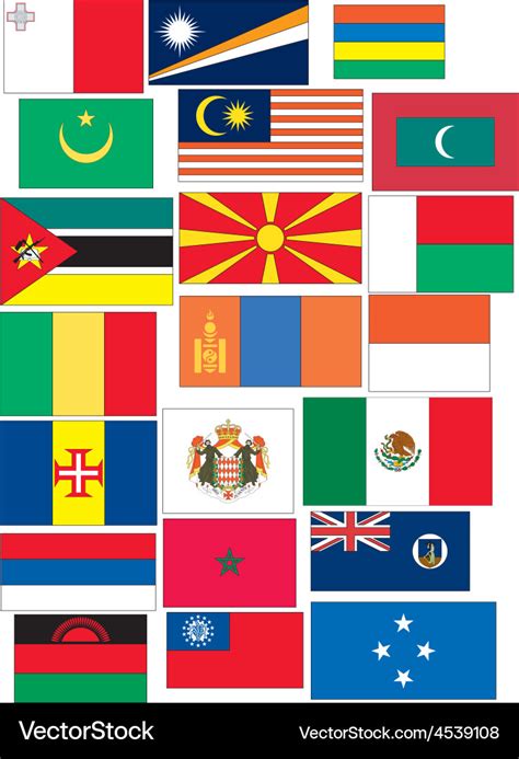 Set of 21 flags countries started with m Vector Image