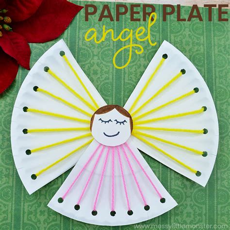 Paper Plate Angel Lacing Craft - Messy Little Monster