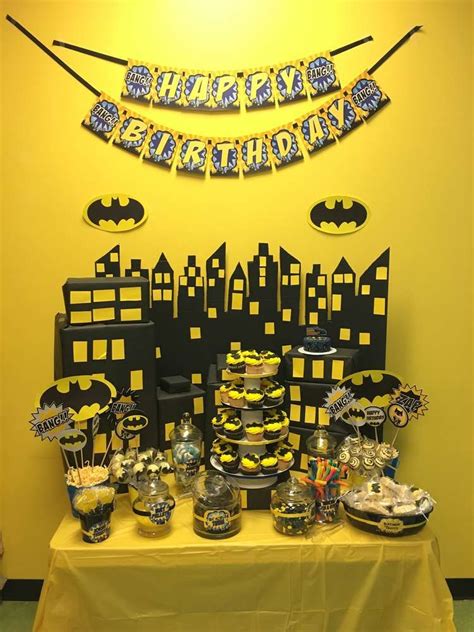 Yellow and black Batman birthday party! See more party ideas at CatchMyParty.com! Batman Party ...