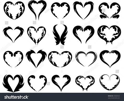 Set Funky Different Shaped Decorative Hearts Stock Vector (Royalty Free) 45083920 | Shutterstock