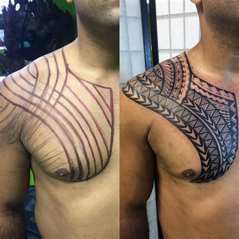 50 Polynesian Chest Tattoo Designs For Men - Tribal Ideas