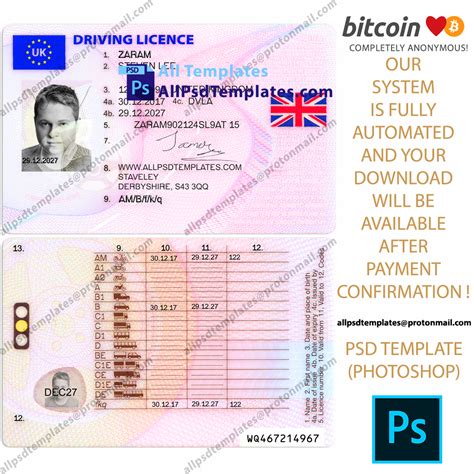 UK Driving License Template - ALL PSD TEMPLATES