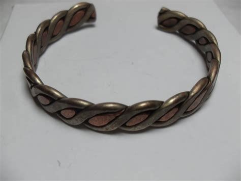 Silver Copper cuff bracelet vintage handmade 1960's