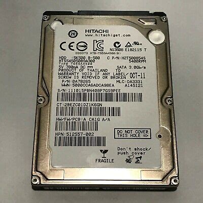 HITACHI 500GB Laptop Hard Drive HDD 2.5" 5400RPM SATA 3Gb/s 8MB Cache 5K500.B | eBay