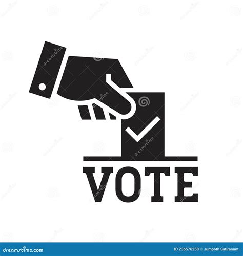 Hand Voting Ballot Box Icon, Election Vote Concept, Simple Flat Design ...