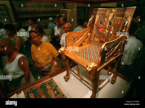 Egypt, Cairo, Egyptian Museum, Tutankhamun, Golden throne Stock Photo ...