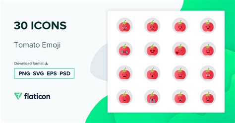 Tomato Emoji Icon Pack | Gradient fill | 30 .SVG Icons