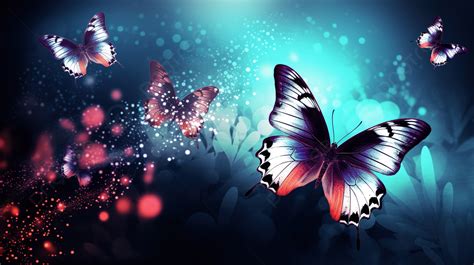 Pink Butterflies On A Blue Background With A Light Effect, Butterfly Background Picture ...