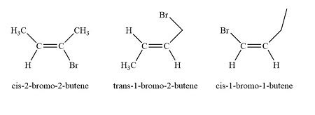What are the three geometric isomers and their names of the isomers for ...
