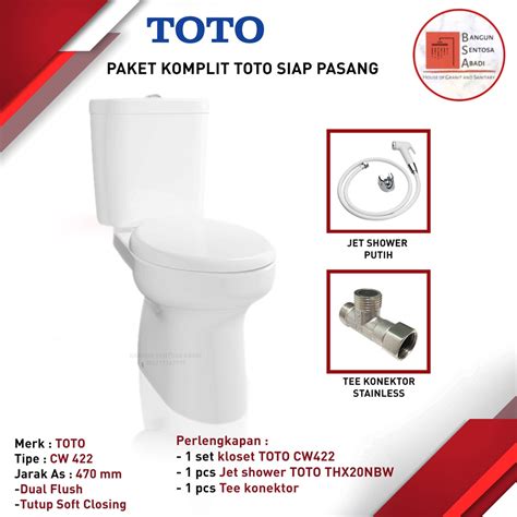 Jual KLOSET DUDUK TOTO CW 422 J/ SW422JP ORI MURAH DUAL FLUSH / KLOSET TOTO KOMPLIT SIAP PASANG ...