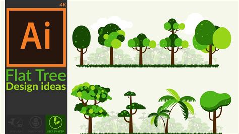 Flat Design Tree Ideas in Adobe illustrator - YouTube