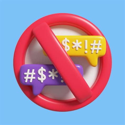 3D Rules Icon with Swear Words Prohibited Sign | Free Download for PSD ...