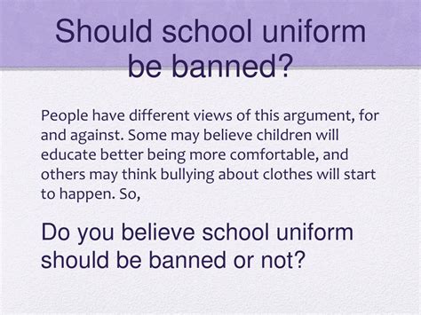 PPT - Should school uniforms be banned? PowerPoint Presentation, free download - ID:2192354