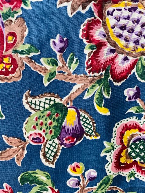 Vintage Jacobean Floral Upholstery Cotton Fabric | Etsy