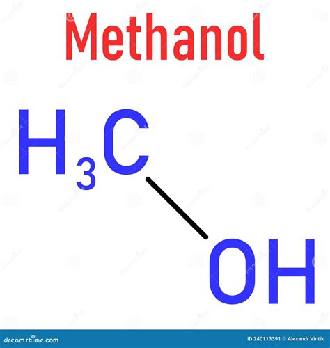 Methanol, Methyl Alcohol. Molecular Structure 3d Rendering, Structural ...