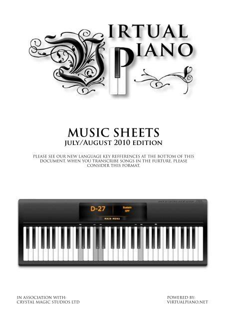 Virtual Piano Music Sheets - July/August 2010 Edition - EklaBlog