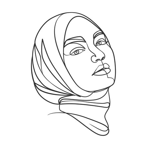 Continuous line drawing of hijab girl 6035292 Vector Art at Vecteezy