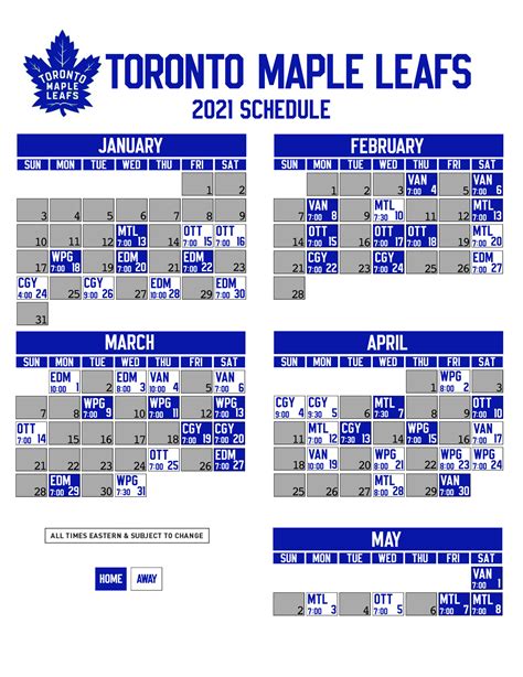 Printable Leafs Schedule 2022 2023 | Printable Leaves