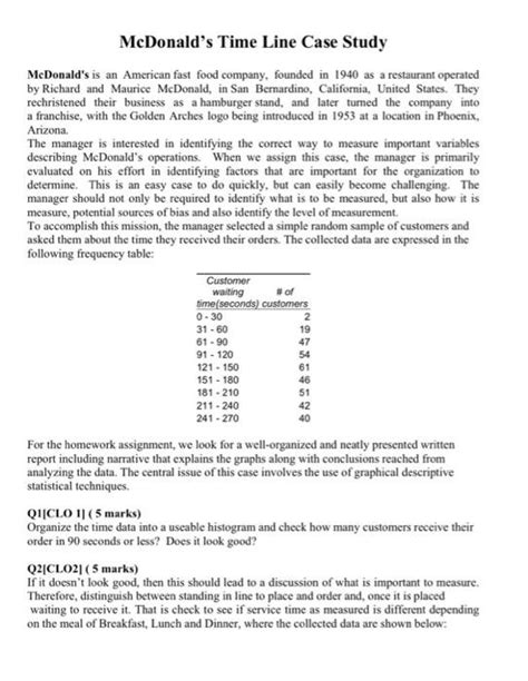 Solved McDonald's Time Line Case Study McDonald's is an | Chegg.com