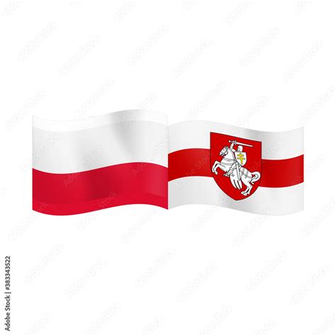 Flags of Poland and the White-Red-White Flag Belarus. Symbol of ...